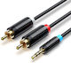 Vention 3.5mm male - 2x RCA male Cable Black 1m (BCLBF)