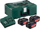 Metabo Set 3 Tool Batteries Lithium 18V Capacity 4Ah with Charger Basic
