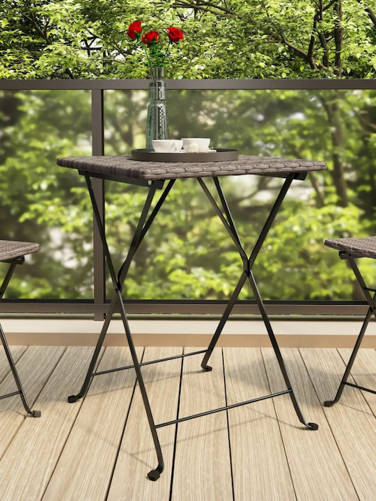 vidaXL Hilfstisch für Kleine Außenbereiche Zusammenklappbar Rattan mit Metallrahmen Grau 55x54x71cm