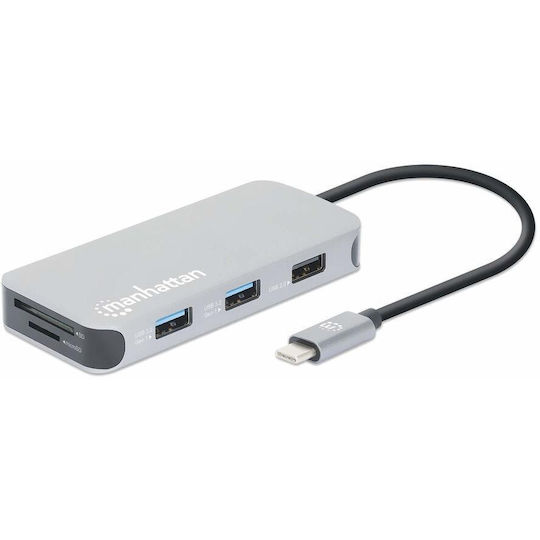 Manhattan USB-C Docking Station με HDMI 4K Ethernet Γκρι (130615)