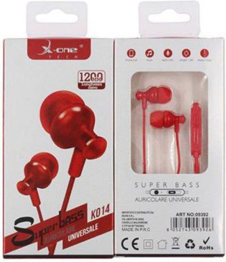 X-One K-014 In-ear Handsfree με Βύσμα 3.5mm Κόκκινο