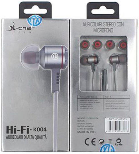 X-One K-004 In-Ear Freihändig Kopfhörer mit Stecker 3.5mm Gray