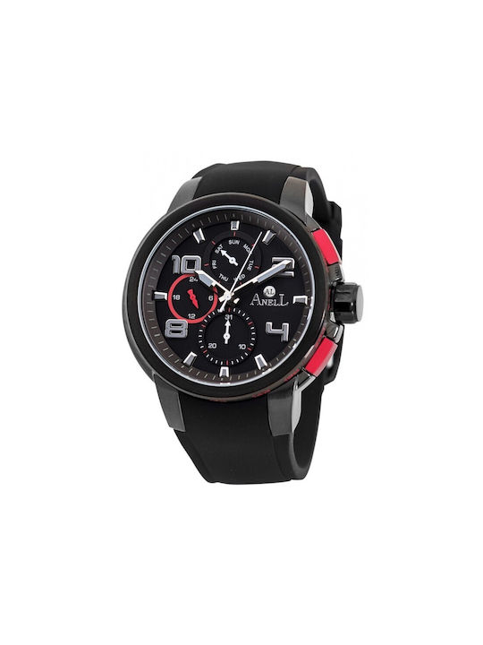 Anell Watch Chronograph Battery with Black Rubber Strap