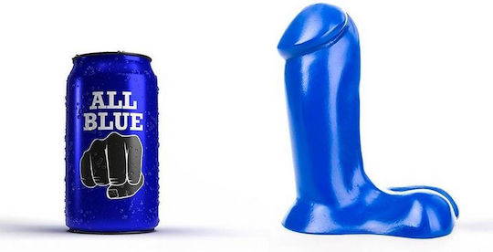 All Black All Blue Piston Ρεαλιστικό Dildo με Όρχεις Μπλε 14cm