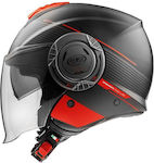 LS2 Jet Helmet with Sun Visor ECE 22.05 1300gr Black / Red CH92 BM