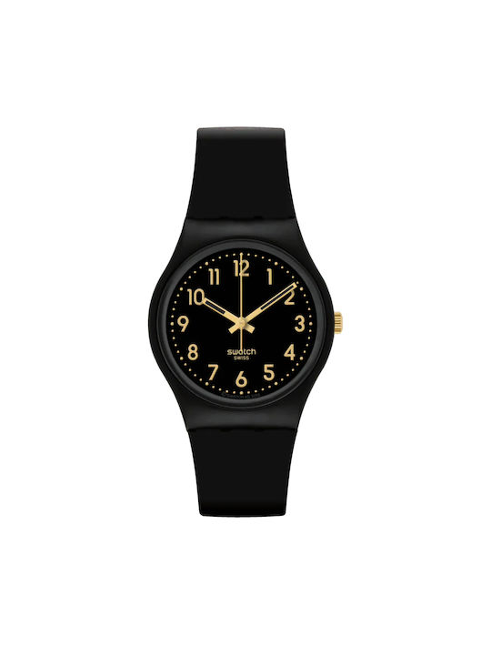Swatch Ρολόι με Μαύρο Καουτσούκ Λουράκι