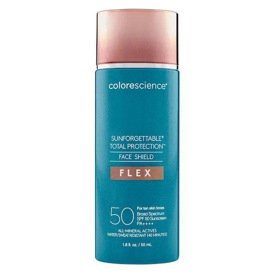 Colorescience Sunforgettable Total Protection Face Shield Flex Mineral Mineral Αδιάβροχη Αντηλιακή Κρέμα Προσώπου SPF50 με Χρώμα Tan 55ml