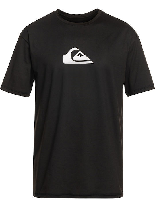 Quiksilver Solid Streak Ανδρική Κοντομάνικη Αντηλιακή Μπλούζα Μαύρη