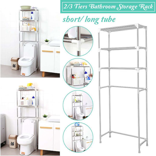 Factory Rafturi de baie Raft Baie Metal cu 3 Rafturi 55x25x150cm Argintie Factory Rafturi de baie Raft Baie Metal cu 3 Rafturi 55x25x150cm Argintie