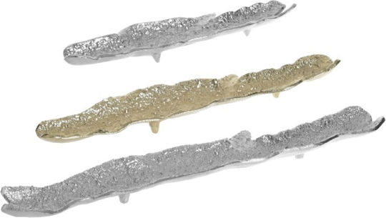 Inart Metallic Decorative Platters Set Silver 65x12x5cm 3pcs