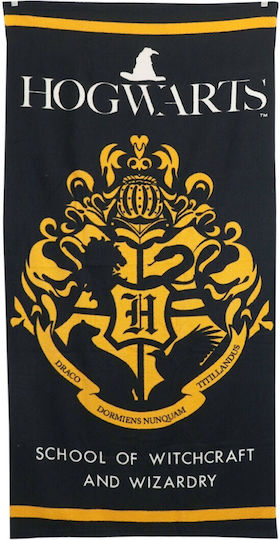 Warner Bros Hogwarts Logo Kids Beach Towel Black Harry Potter 140x70cm