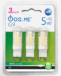 Fos me Λάμπες LED για Ντουί G9 Φυσικό Λευκό 450lm 3τμχ