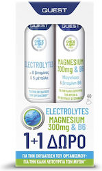 Quest Electrolytes 20 effervescent tablets & Magnesium 300mg & B6 20 effervescent tablets 40 eff. tabs