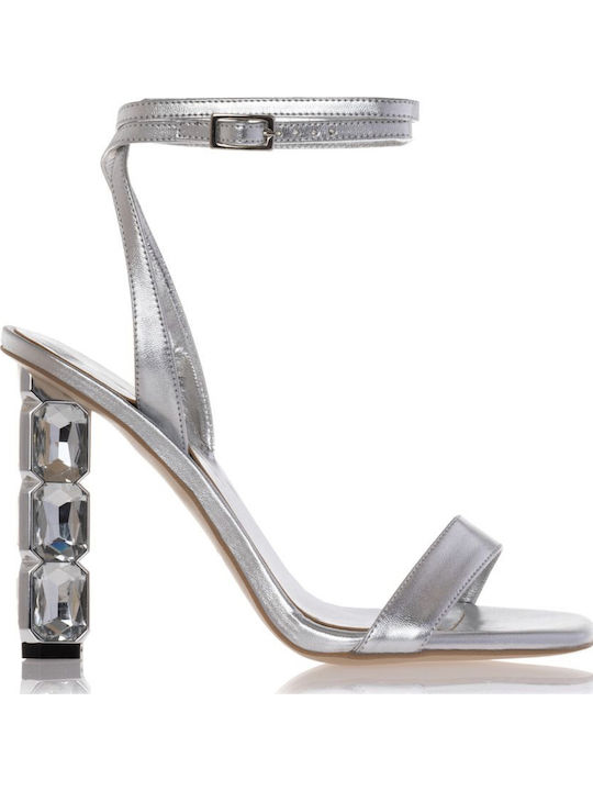 Leder Sandalen Silber