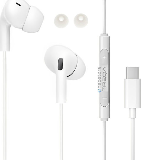 Treqa EP-757 In-ear Handsfree Ακουστικά με Βύσμα USB-C Λευκό
