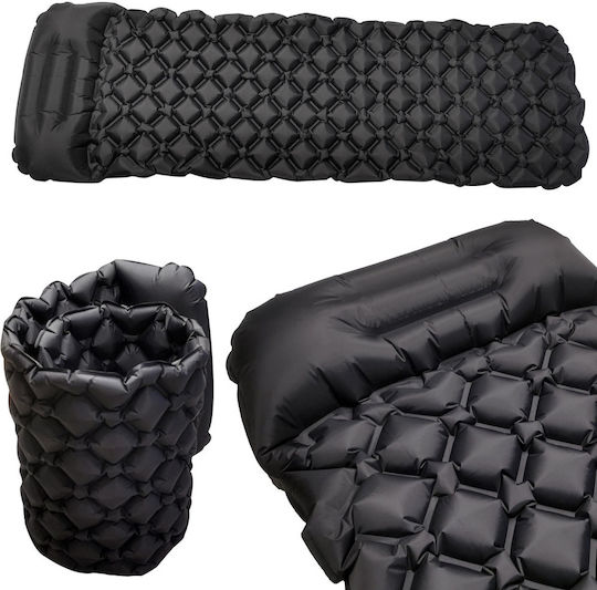 Gonflabil Single Substrat Camping 190x60cm Grosime 6cm în culoarea Negru