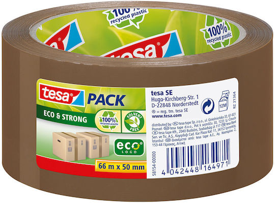 Tesa Verpackungsfolie Eco & Strong Geräuscharm 50mm x 66m in Braun Farbe