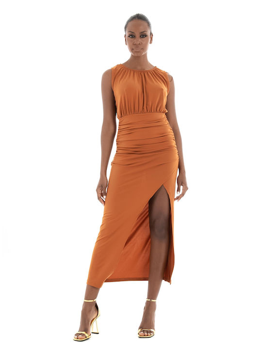 Vero Moda Rochii de vară pentru femei Midi Rochie cu Slit Rust