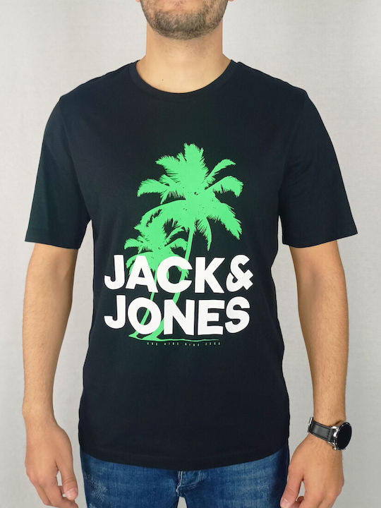 Jack & Jones Ανδρικό T-shirt Μαύρο με Στάμπα