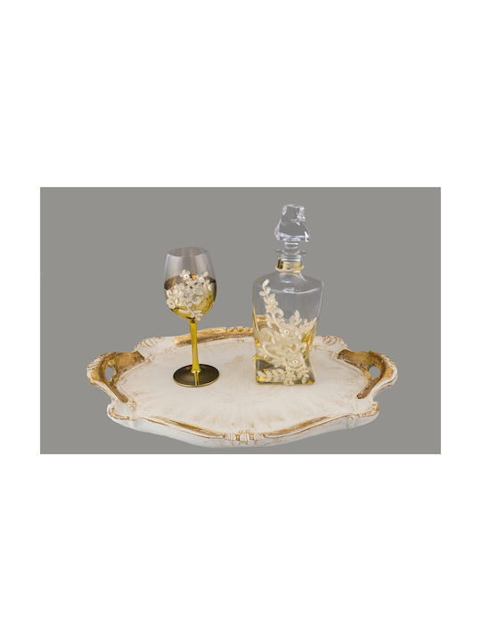 La Vista Σετ Καράφα Γάμου με Ποτήρι Κρασιού από Κρύσταλλο σε Χρυσό Χρώμα 2τμχ