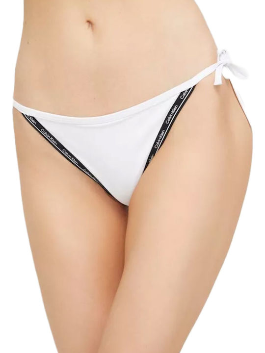 Calvin Klein Bikini Slip mit Schnürchen Weiß
