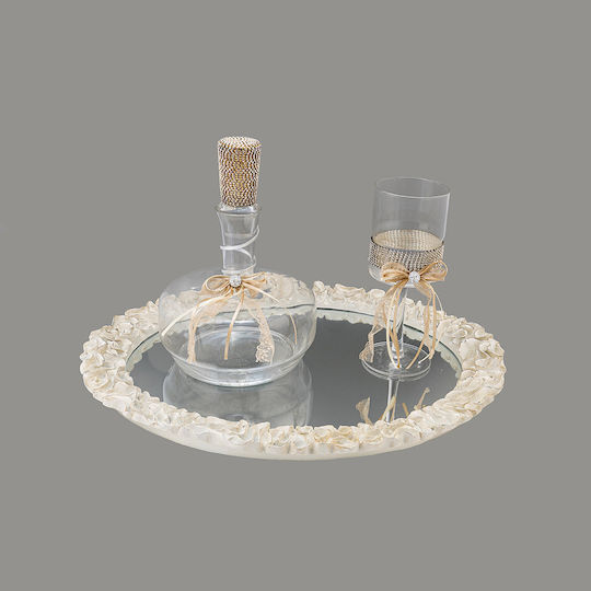La Vista Wedding Carafe Set with Wine Glass Crystal / Plastic Beige 2pcs