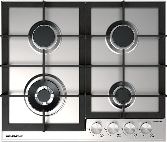 Glemgas Gas Cooktop Autonomous Inox 56x48εκ. Silver