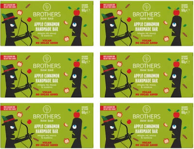 Brothers Healthy Food Μπάρα Raw με Μήλο & Κανέλα Χωρίς Προσθήκη Ζάχαρης (6x60gr) 360gr