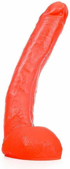 All Black All Red Ρεαλιστικό Dildo με Όρχεις Κόκκινο 27cm