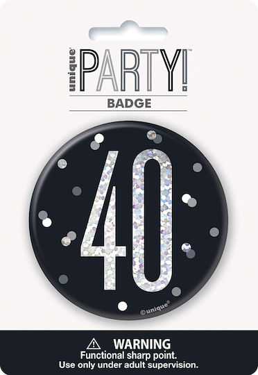 Unique Glitz Black & Silver Birthday 40 Κονκάρδα U83509