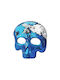 Carnival Mask Full Face Skull with Blue Beads