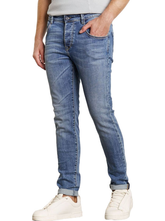 Men's Jeans Pants Elastic with Slim Fit Medium Blue Denim