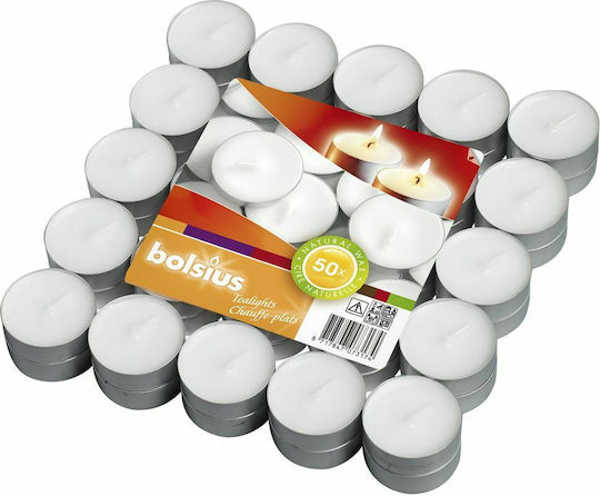 Bolsius Tealights in White Colour up to 4 Hours Duration 50 Pieces