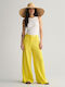Damen Hoch tailliert Stoff Hose in Palazzo Passform Gelb