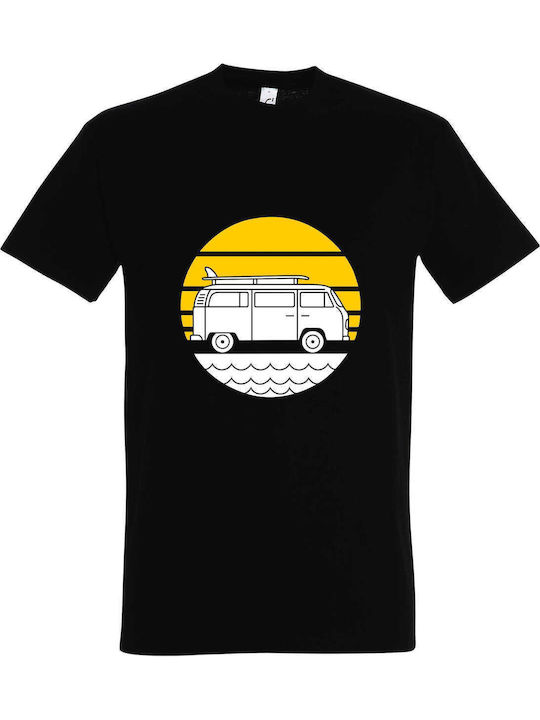 T-Shirt Unisex "Ride The Surf Van VW Van" Schwarz