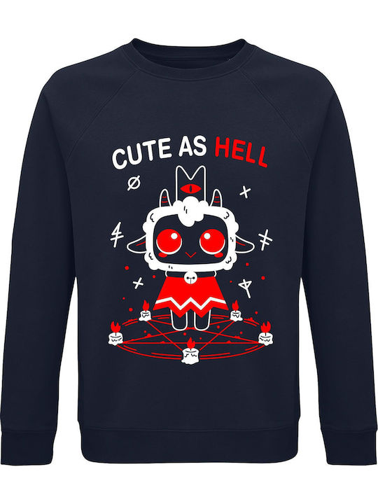 Sweatshirt Unisex Organic " Cute As Hell " French Navy