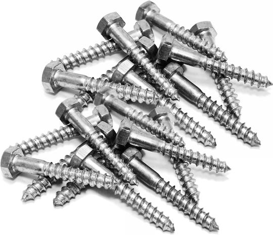 Helix Coach Screw Hexagon Galvanized DIN 571 with Diameter M8 and Length 70mm