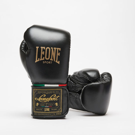 Leone Sport Orlando Tricolore Γάντια Πυγμαχίας Δερμάτινα για Αγώνα Μαύρα