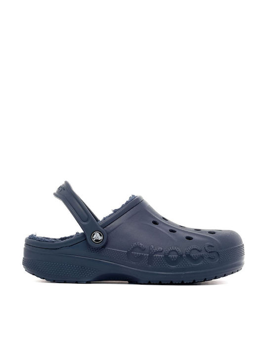 Crocs Baya Lined Anatomici Sabot cu blană Albastre