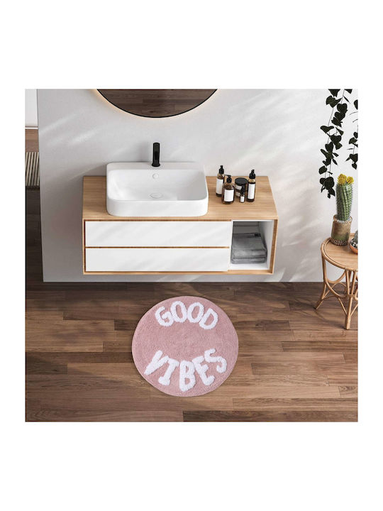 Das Home Badematte Baumwolle Rund 0681 420760900681 White, Pink 60x60cm