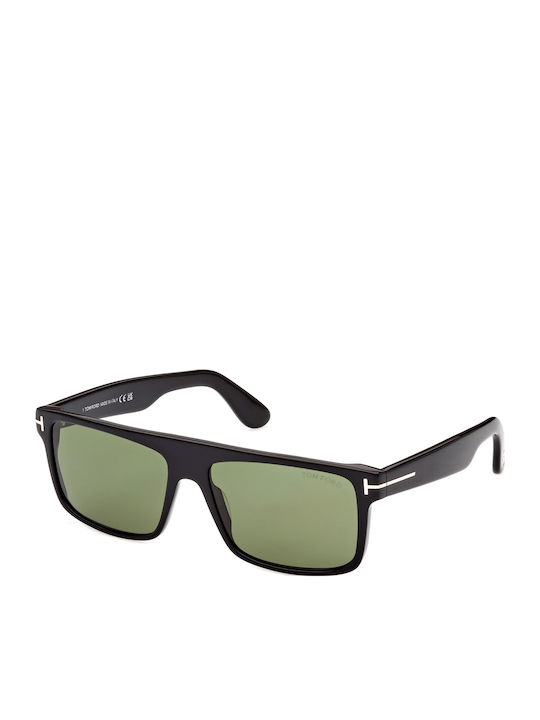 Tom Ford Men's Sunglasses with Black Horn-Rimmed Frame and Green Gradient Lens TF0999 01N