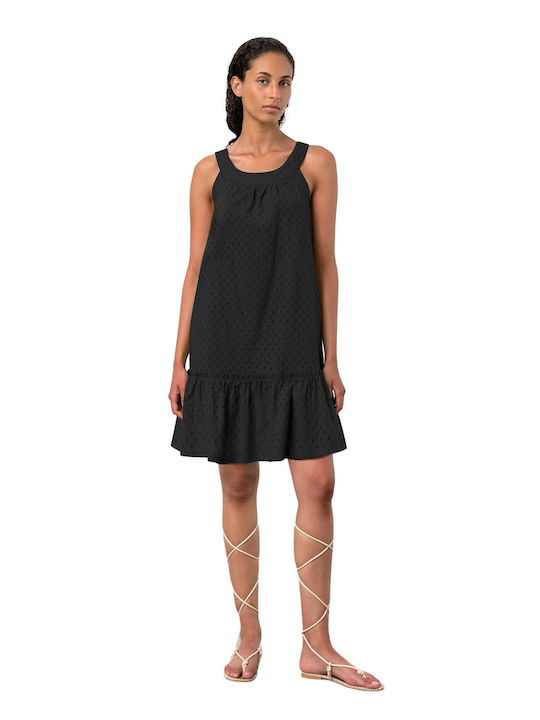 Vamp Summer Mini Dress with Ruffle Black