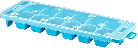 Irak Plast Ice Tray Rectangular Plastic 12 Slots with Lid Blue SU-215