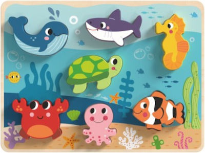 Wooden Kids Peg Puzzle Sea Animals for 1+ Years 7pcs Tooky Toys