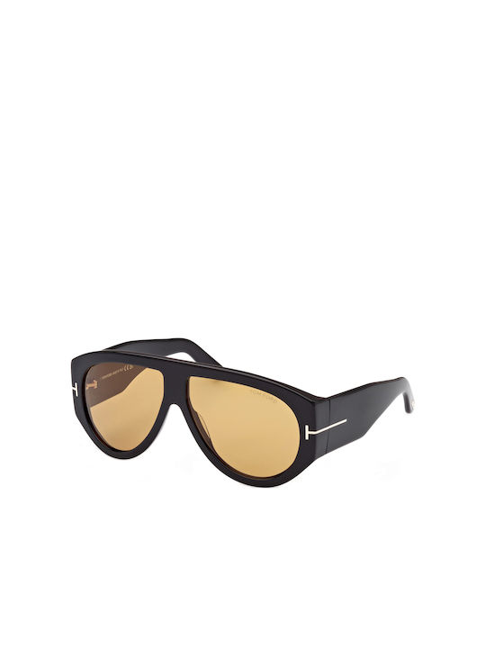 Tom Ford Мъжки Слънчеви очила с Черно Пластмасов Рамка и Кафяв Леща TF1044 01E