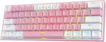 Redragon K617 FIZZ Tastatură Mecanică de Gaming 60% cu Roșu personalizat întrerupătoare și iluminare RGB Pink/White