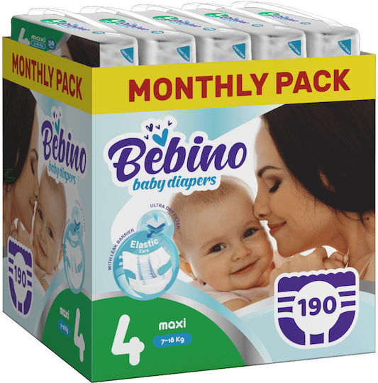 Bebino Tape Diapers Maxi Monthly Pack No. 4 for 7-18kg 190pcs