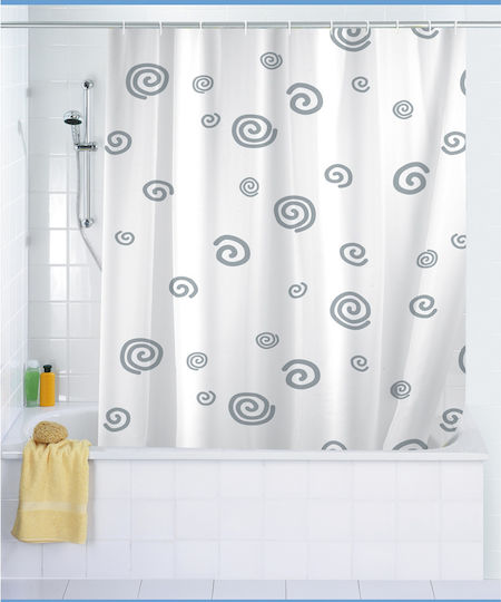 Wenko Snail Shower Curtain 180x200cm White / Grey