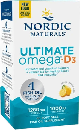 Nordic Naturals Ultimate Omega-D3 Рибено масло 1280мг 60 софтджел Лимон