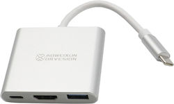 Aoweixun YWX-HD USB-C Male to HDMI USB-A USB-C Female